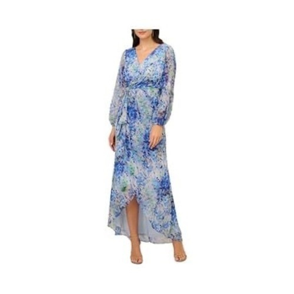 Elegant Blue Floral Maxi Dress